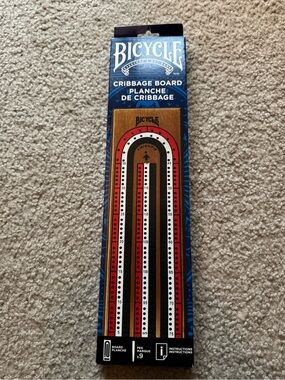 Bicycle Wooden Cribbage Board in Red, Black & White